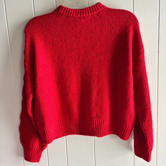 Old Navy Girls XL 14-16 Red Cable Knit Crew Neck Sweater Holiday Winter Style #V - Picture 3 of 7